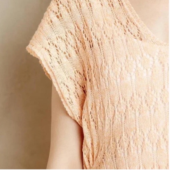 - Anthropologie Moth orange sherbert hooded pointelle sweater pullover - Picture 3 of 5